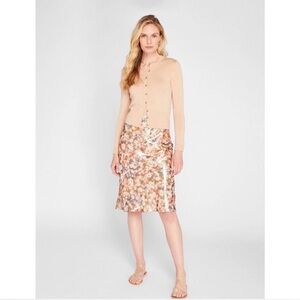 Club Monaco Floral Pencil Skirt in Tan and Cream